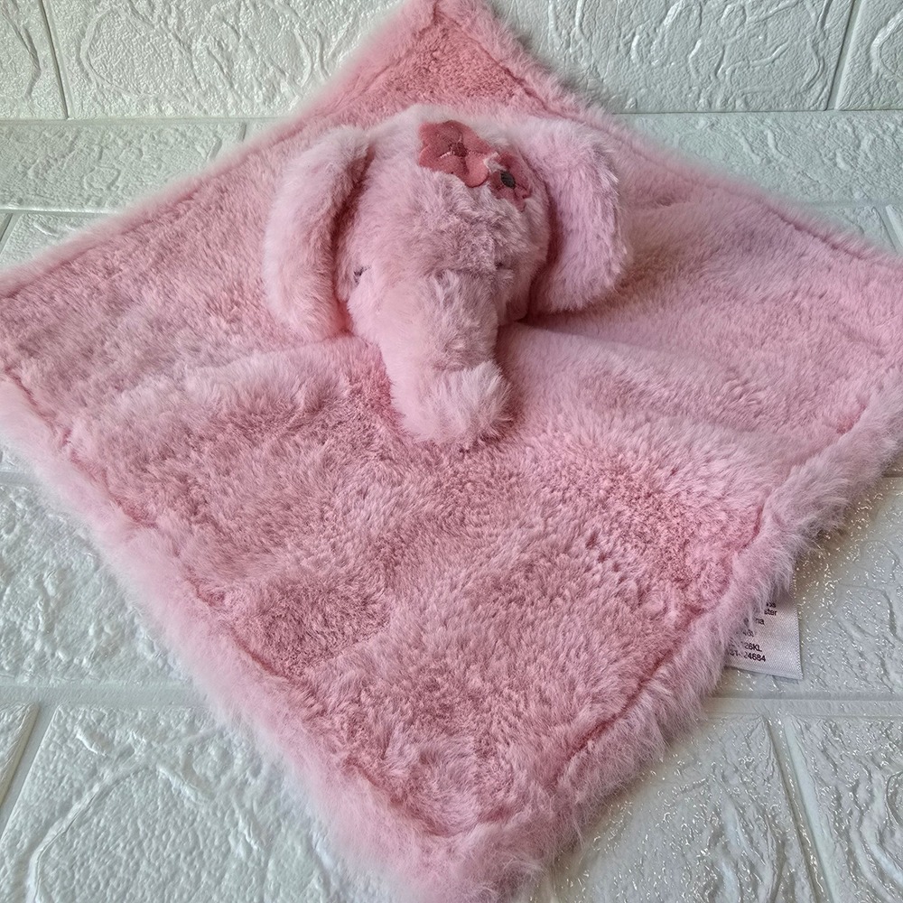 Parent's Choice Elephant Plush Security Blanket Baby Pink Floral Lovey 12x12